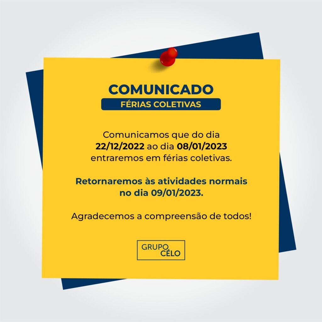 FOTO COMUNICADO F&Eacute;RIAS COLETIVAS C&Eacute;LO BRINDES IMAGEM