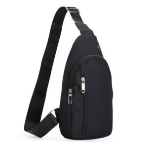 Bolsa de Ombro Nylon CB 1442 | em nylon com 2 compartimentos e bolso interno, possui saída para fone de ouvido. Alça transversal com opção de regulagem.